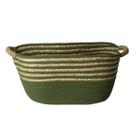 Cesto De Fibra Natural E Algodão C/alça 41x22x16 Cm Verde
