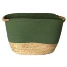 Cesto de Fibra Natural e Algodão com Alça Verde Esmeralda 20x36x58cm 3622 - Paramount