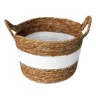 Cesto de Fibra Natural G C/ Alça Ø30x20cm P/ Organização Decoração 3029