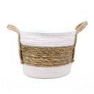 Cesto de Fibra Natural Seagrass Listrado Branco 19x26x26 cm E02 - D'Rossi