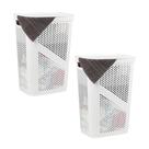 Cesto de lavanderia Mind Reader 60L Slim com tampa, conjunto de 2 brancos