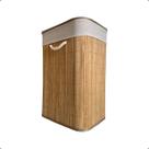 Cesto de Roupa Bambu Bege com Tampa 70 Litros