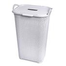 Cesto de Roupa Branco Rattan com Tampa Basculada e Alça Arqplast