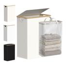 Cesto de Roupa efluky Slim 65 L com Tampa e Alças de Bambu