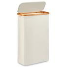 Cesto de Roupa Merkisa Slim 60 L com Alça de Bambu Bege