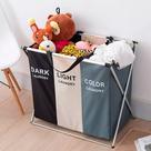 Cesto De Roupa Organizador Com 3 Divisórias Dobrável Cor Cinza/Branco/Preto