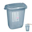 Cesto de Roupa Plástico 46,4 Litros com Tampa Lavanderia Banheiro Azul - 265/1 Sanremo