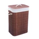 Cesto de roupa retangular de bambu forro tampa 60cm - Oikos