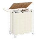 Cesto de Roupa SONGMICS 110L com Tampa e Rodas - Bege
