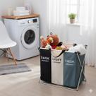 Cesto de Roupa Suja 3 Divisórias Aço Cromado Reforçada Organizador Lavanderia
