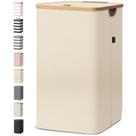 Cesto de roupa suja BALEINE com tampa, alças de bambu bege 70L