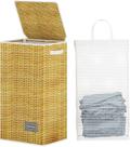 Cesto de Roupa Suja com Tampa, Cesto de Roupa Dobrável Grande 100L, Saco Removível com Alça para Guarda de Muda de Roupa, Toalhas e Brinquedos