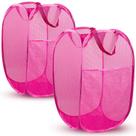 Cesto de roupa suja de malha Pop Up Hamper DUCOO, 2 peças, rosa 70L