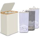 Cesto de roupa suja efluky Trio com 3 sacos removíveis 160L bege