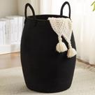 Cesto de roupa suja Fiona's magic 65L, corda de algodão preta