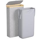 Cesto de roupa suja Foluck Slim 60L impermeável com tampa cinza