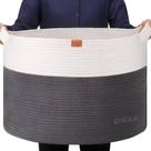 Cesto de roupa suja GOCAN corda de algodão extra grande cinza/bege