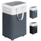 Cesto de roupa suja Goodpick com rodas 75L cinza e branco