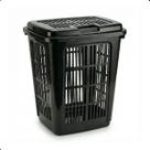 Cesto de Roupa Suja Grande Preto 30 Litros para Lavanderia Com Tampa Ventilado Plástico Resistente
