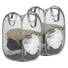 Cesto de roupa suja HOUSE AGAIN Pop Up Mesh com bolso lateral cinza
