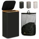 Cesto de roupa suja iEgrow 110L com tampa, alça e bolsa removível preta Cesto de roupa suja iEgrow 110L com tampa, alça e bolsa removível preta