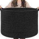 Cesto de Roupa Suja INDRESSME - 55L em Tecido de Algodão Preto