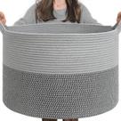 Cesto de Roupa Suja INDRESSME Extra Grande - Algodão Cinza (55x35cm)