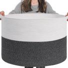 Cesto de Roupa Suja INDRESSME - Grande - Cesto de Corda Trançada Cinza