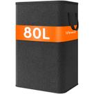 Cesto de roupa suja Lifewit 80L, grande, alto, com alças, preto