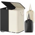 Cesto de roupa suja Lifewit Double com tampa e 2 sacos 136L branco e preto