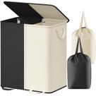 Cesto de roupa suja Lifewit Double com tampa e 2 sacos 155L branco e preto