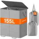 Cesto de roupa suja Lifewit Double com tampa e sacos removíveis 155L
