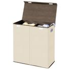 Cesto de roupa suja mDesign Extra Large Dividido com tampa creme/marrom