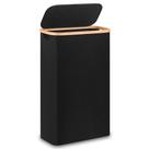 Cesto de roupa suja Merkisa Slim 60L com tampa e alça de bambu preto Cesto de roupa suja Merkisa Slim 60L com tampa e alça de bambu preto