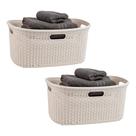 Cesto de roupa suja Mind Reader 40L Premium Wicker Design Ivory