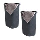Cesto de roupa suja Mind Reader 60L Slim com tampa de plástico cinza x2