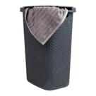 Cesto de roupa suja Mind Reader 60L Slim com tampa de plástico cinza