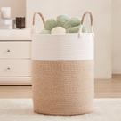 Cesto de roupa suja MOJOSCEND Hamper Tall Woven 60L de capacidade marrom