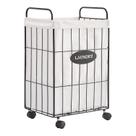 Cesto de roupa suja Mxfurhawa Iron Wire com rodas e forro de 60 cm