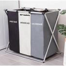 Cesto De Roupa Suja Organizador 3 Divisórias Dobrável Cor Preto/Branco/Cinza Multiuso Organizador Lavanderia Brinquedos Com Alça Globalmix