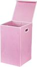 Cesto de roupa suja para utensílios domésticos simples dobrável com tampa rosa