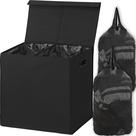 Cesto de roupa suja simples para utensílios domésticos duplo com tampa preta