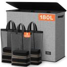 Cesto de roupa suja SOLEDI 180L com tampa e 3 seções - extra grande