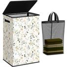 Cesto de roupa suja SOLEDI 90L com tampa e bolsa removível floral
