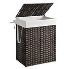Cesto de roupa suja SONGMICS 90L de rattan sintético com tampa marrom