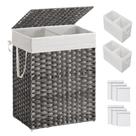 Cesto de roupa suja SONGMICS 90L de seção dupla cinza 33x46x60 cm