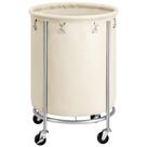 Cesto de Roupa Suja SONGMICS com Rodas - 170L - Estrutura de Aço - Creme
