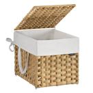 Cesto de roupa suja SONGMICS Synthetic Rattan 36L com tampa Goose Yellow