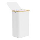 Cesto de roupa suja SpaceAid 110L com tampa e alças de bambu - branco