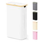 Cesto de roupa suja SpaceAid Slim 65L com tampa, alças de bambu, branco